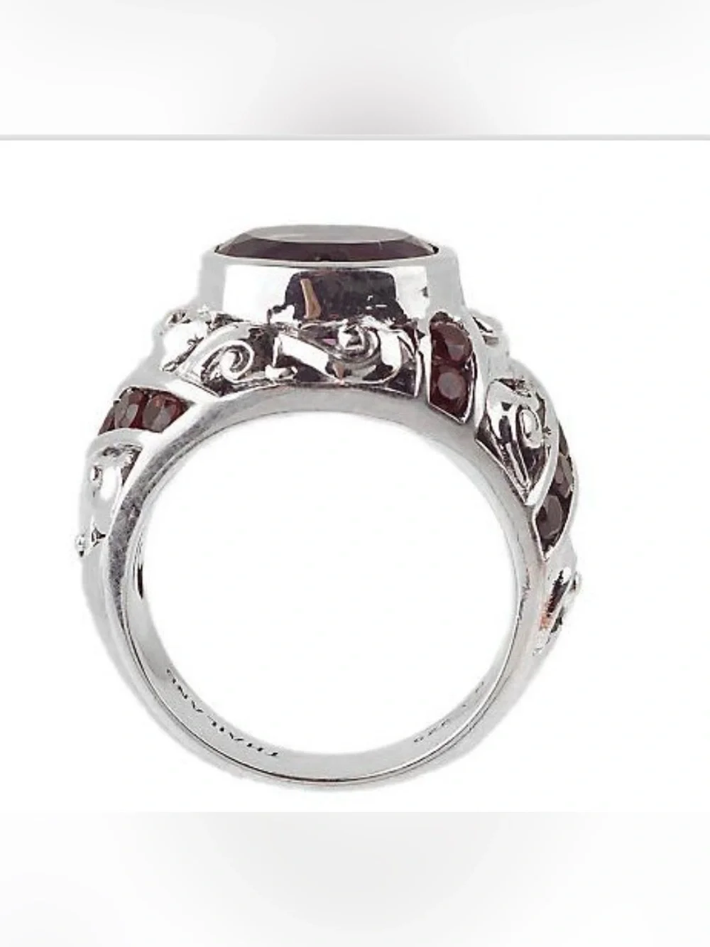 Amethyst and Garnet Accent Sterling Silver Statement Ring